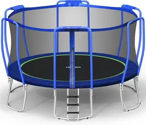 1800LBS Capacity No-Gap Design 16 15 14 12 10FT Trampoline with Safety Enclosure Net and Non-Slip Ladder 10-Year Quality Assurance Perfect for Kids Family Outdoor Backyard Fun