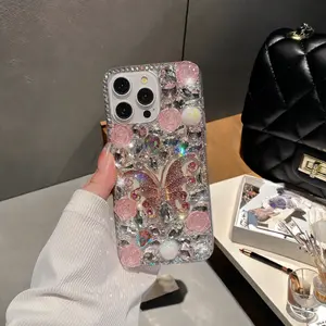 Elegant Shiny Butterfly Rhinestone Phone Cover with Chain – Protective Shockproof Case for 17, 16, 15, 14, 13, 12, 11 Plus, Pro Max Devices
