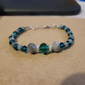 Dark Grey and Teal Bracelet