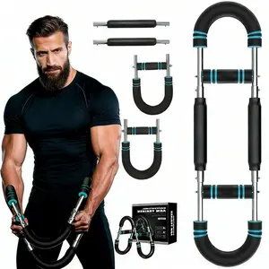 Chest Shoulder Forearm Exerciser, Home & Gym Dual-Use Upper Body Muscle Training Device, 60-100lb Adjustable Power Twister Bar, Portable Detachable Fitness Machine