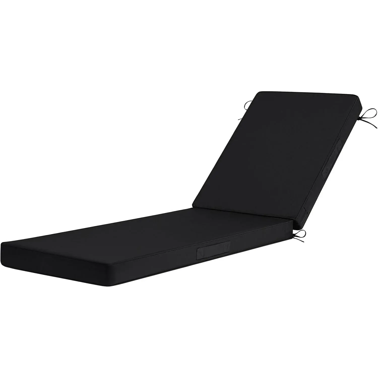 Chaise Lounge Cushions Outdoor, 3-Layer  Outdoor Furniture Cushions with Removable Cover and 4 Ties, 72"x21"x3" Patio Lounge Chair Cushions for Outdoor Furniture, Black