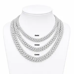 Moissanite Cuban Link Chain 12MM 925 Silver Men Women — VVS D Color GRA Certified Passes Diamond Tester
