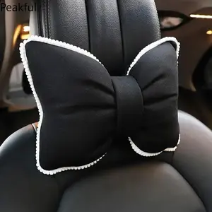 Soft Removable Car Headrest Pillow, Popular Bowknot Stylish Auto Neck Support Pillow, Universal Car Seat Attachment Cushion with Cute Decorative Look, cozy touch, great for city driving, vehicle interior makeover and practical car gift selection