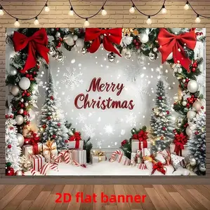 Limited Edition Nordic Style 2D Flat Banner with Snowflake Christmas Tree & Gift Designs for Photography Backdrops Home Decorations Living Rooms Bedrooms Offices Entryways Indoor Spaces