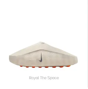 Light Beige Mule Slides, Orange Cushioning Massage Outsole, Perforated Upper, Sports Recovery Tech Slides