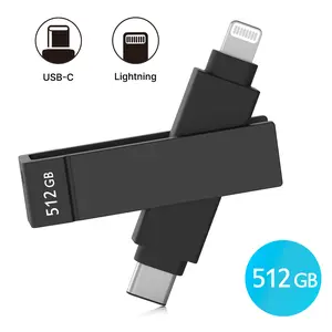 iXflash 512GB Lightning & USB C 3.2 Photo Stick Flash Drive for iPhone, iPad, Mac, & PC - Black