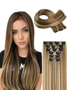 6-Piece Clip In Hair Extension, Long Straight Synthetic Fiber Extensions, Durable & Lightweight Design, Easy-To-Use Clip-In Style