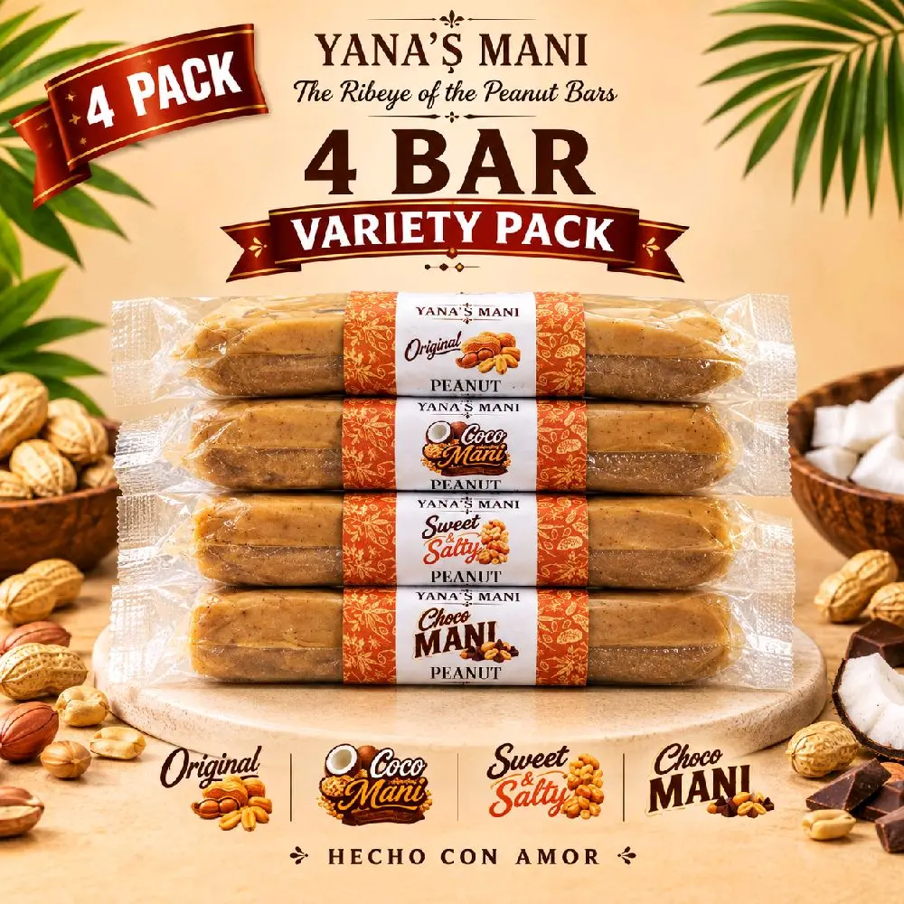 Yana’s Mani Cuban Peanut Bars, 4-Bar Variety Pack