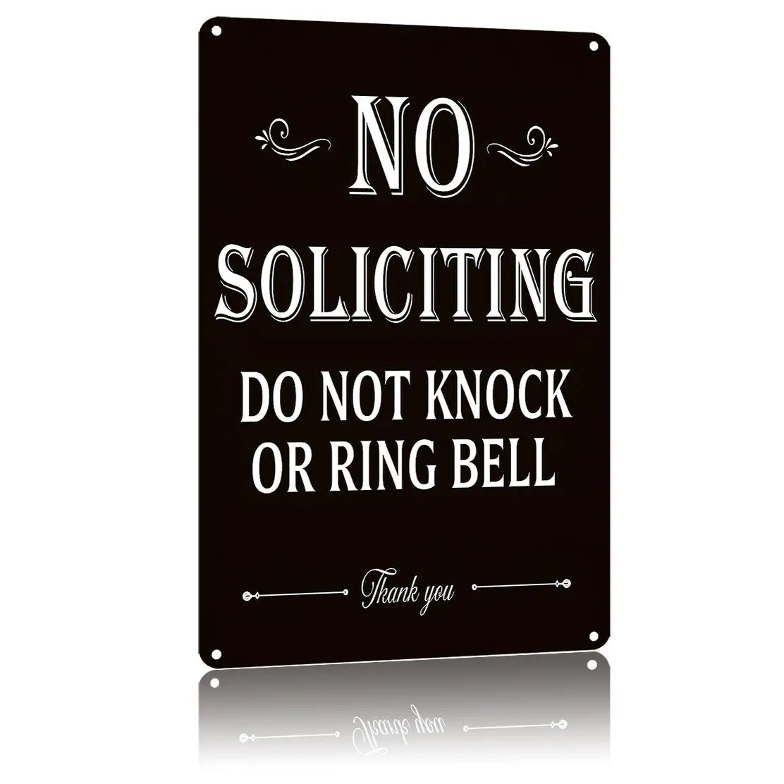 Aluminium No Soliciting Sign - 8x12 Stylish Home Sign, Do Not Knock or Ring Bell, for Front Door Entryway, Home Exterior Privacy Wall Decor, Stylish Home Signs