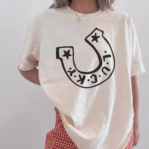 Comfort Colors Good Luck Vintage Inspired Retro Western Graphic Tee, trendy aesthetic graphic t-shirt, GIft