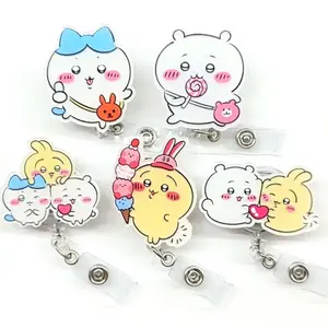 Kawaii Cartoon Animal Badge Reel – Cute Kitty, Bunny & Puppy Retractable ID Holder for Nurses, Teachers & Office Use