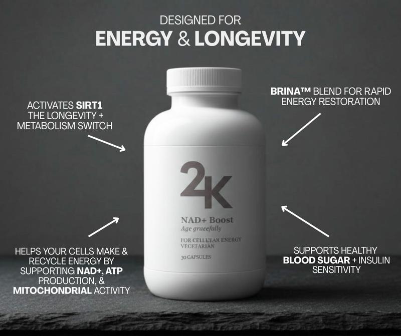 24k Premium NAD+ Boost Vegetarian Capsules for Cellular Energy & Cognitive Clarity 30 Count Enhances Metabolism & Mitochondrial Function Natural Fuel Supplements Edible Dietary Healthcare - Fitness