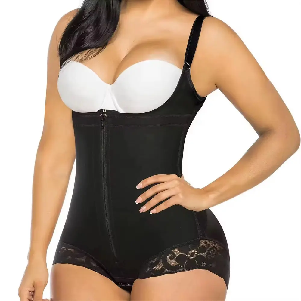 Sobiisa Women's Front Zipper Shapewear Bodysuit with Tummy Support Adjustable Breathable