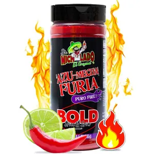 Mexgrim Bold Fuego Powder Dust, Sr.Michelado Hot Chilli Lime 285g.Perfect For Potato Chips,Wing Seasoning,Popcorn,Corn,Fruit & Chamoy Pickle Kit.Polvo De Fuego,Tiktok Trend Items Set Includes Sticker