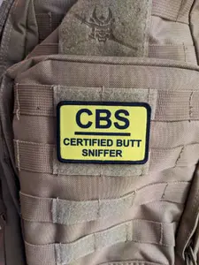 Certified butt sniffer dog or puppy funny vest patch 2"x3" removable morale patch with hook and loop backing