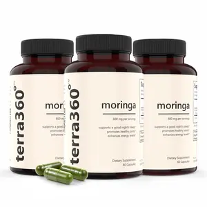 TERRA360° Vegetarian Moringa Dietary Supplement Capsules, 3-Pack 800 mg Per Serving, Natural Green Superfood for Adults - Gluten-Free, Non-GMO, Made in USA, Energy Management, Immune Health, Skin & Digestive Health Support