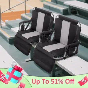 Phivilla Home Stadium Seat for Bleachers Portable Outdoor Floor Folding Stadium Chair with Armrest, Back Support, Cup Holder, Mesh Bag and Hide Hooks
