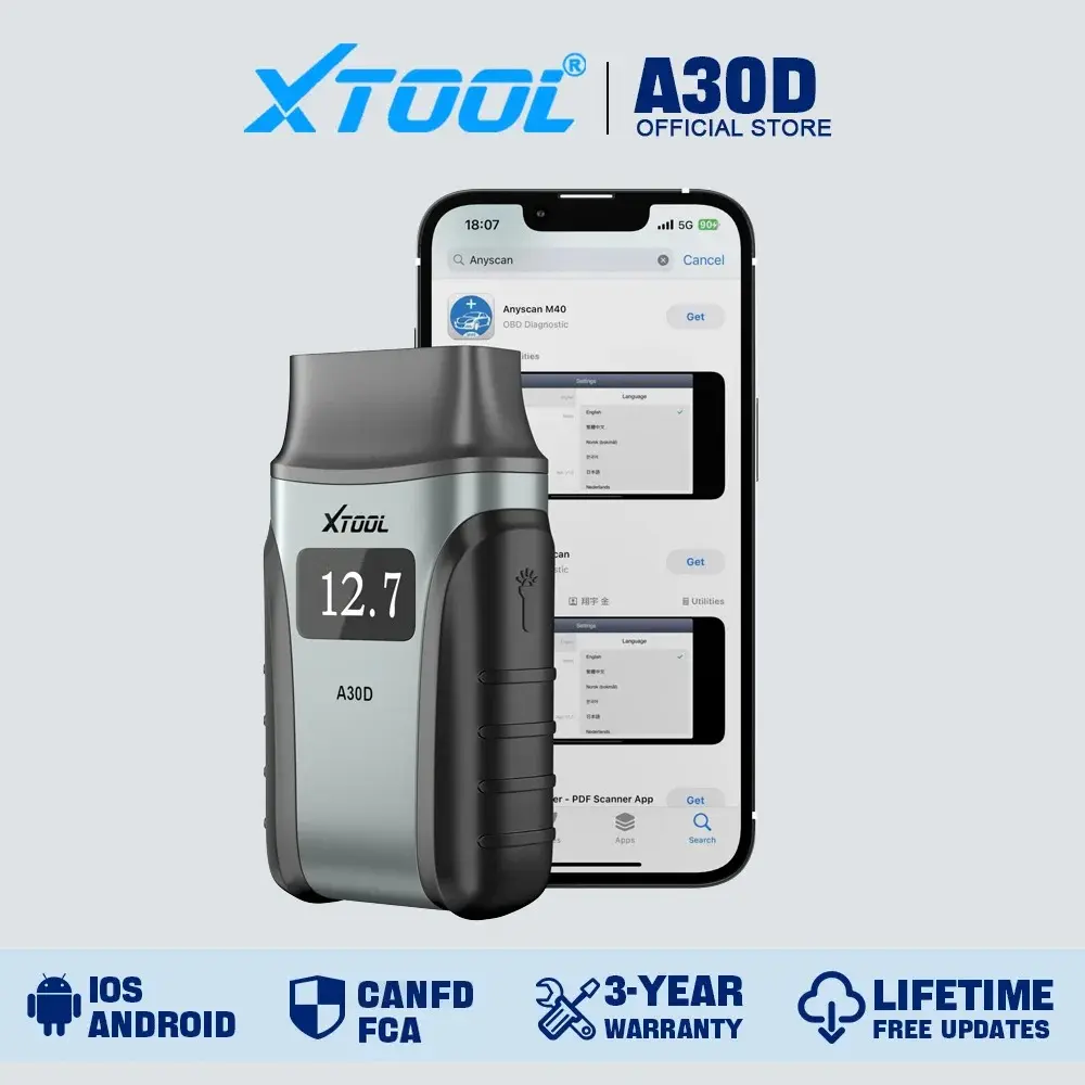 XTOOL Anyscan A30 BT OBD2 Scanner – Full Bidirectional Diagnostic Tool With 8 Reset Functions & Lifetime Updates