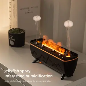 Simulated Flame Aromatherapy Machine Desktop Ultrasonic Double Spray Humidifier Quiet Operation for Home Fragrance and Humidity - Humidification