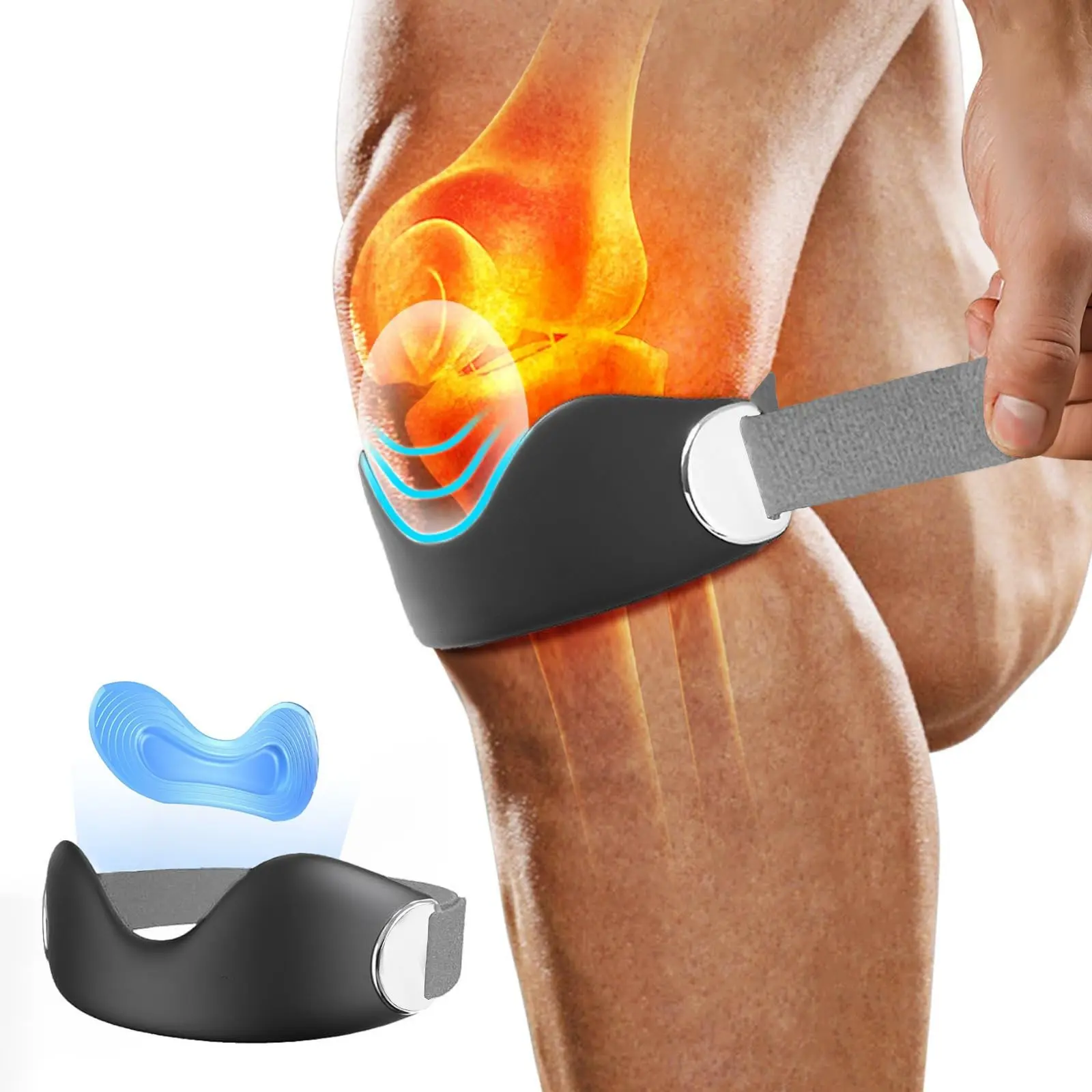 2-Pack Knee Braces with Silicone Sleeve for Stabilizing the Knee Tendon, Adjustable Strap Non-Slip Patellar Tendon Stabilizer for Women and Men, Knee Support Brace for Basketball, Running & Hiking, Knee Brace Stabilizers, Knee Supporter