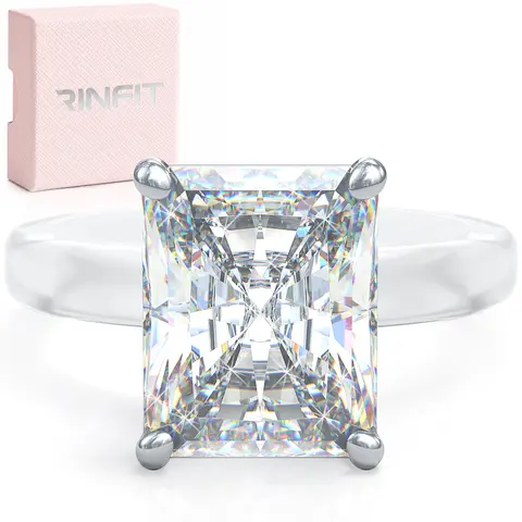 Rinfit Silicone Rings for Women with Frosted Thin 10x8mm Emerald Cut CZ Stone, Silicone Engagement Ring and Wedding Ring for Her, Flexible for Work, Gym, Pregnancy, Travel and Everyday Wear, Patent Pending Design