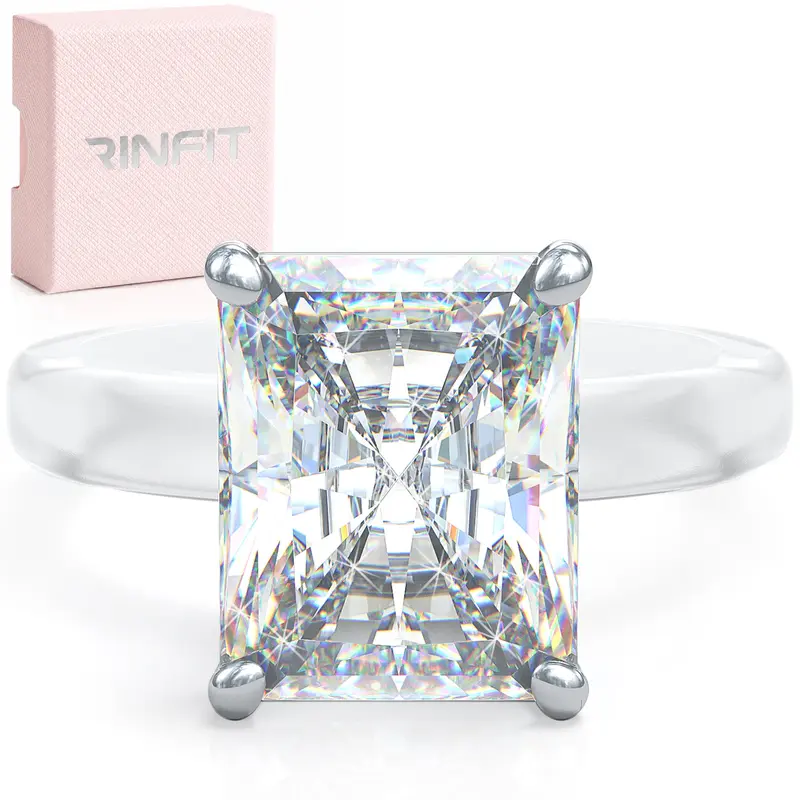 Rinfit Silicone Rings for Women with Frosted Thin 10x8mm Emerald Cut CZ Stone, Silicone Engagement Ring and Wedding Ring for Her, Flexible for Work, Gym, Pregnancy, Travel and Everyday Wear, Patent Pending Design