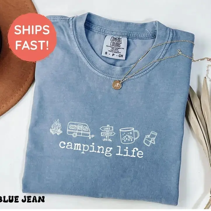 Comfort Colors Camping Life TShirts, Camping TShirt, Camper T-shirt, Camper T-Shirt, Happy Camper T-Shirt, Camping Gift, Camp Life Tee, Outdoorsy Gift