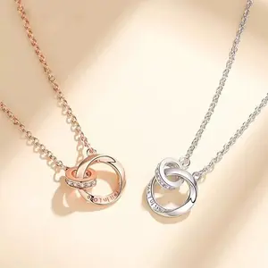KYERLYN Gold Mobius Ring Necklace Moissanite Love Pendant 17.7 Inches Chain Everyday Wear Birthday Gift for Wife Girlfriend Couples/Partner Necklace Wedding