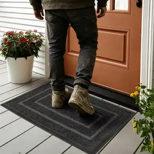 SZHLUX Floor Door Mat, Waterproof All-Season Entry Mat, Sturdy Natural Rubber, Fade Resistant, Low Profile Outdoor Mat for Home Entrance, Garage, Patio Porch Farmhouse