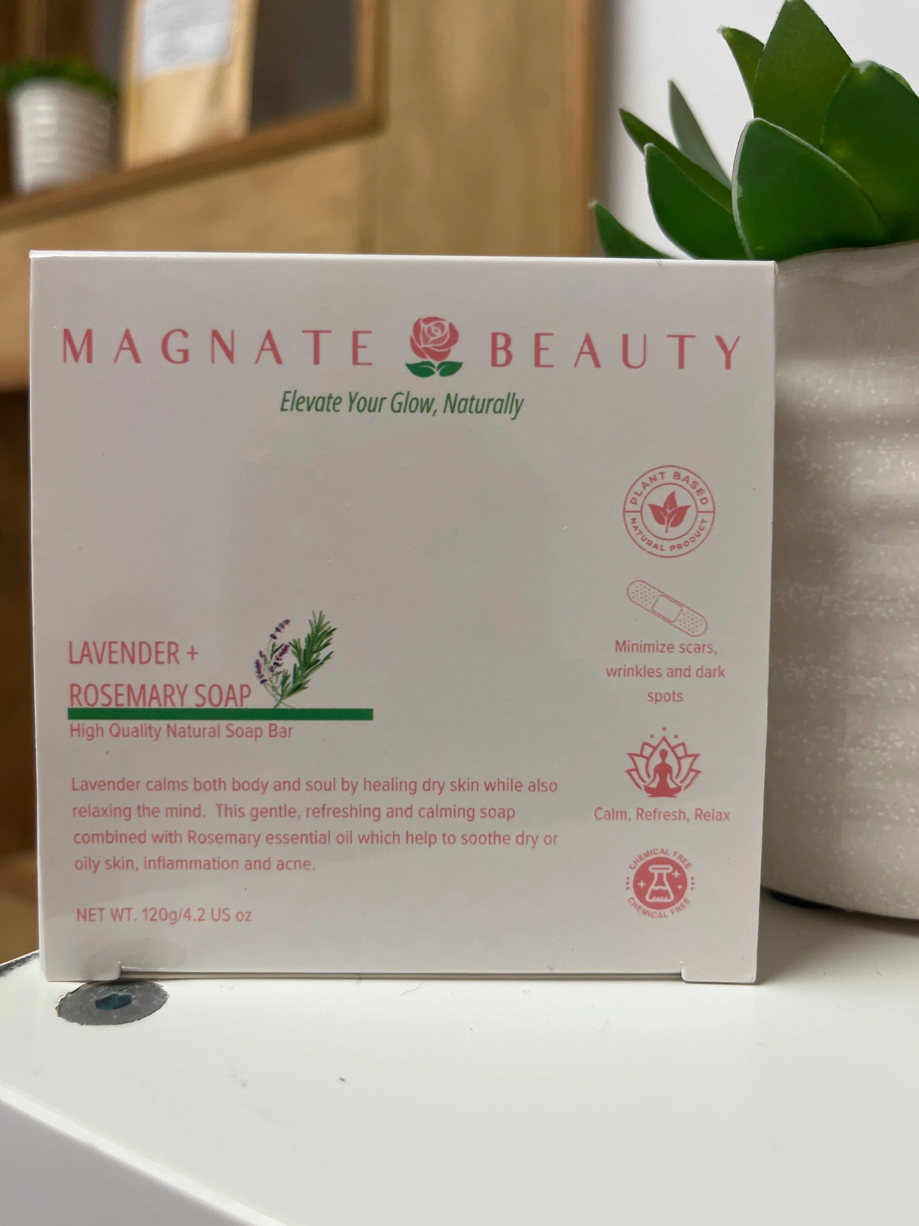 Lavender and Rosemary Soap, Vegan Body Care Cleanser with Skin Repair and Moisture Benefits for Bath & Shower Use