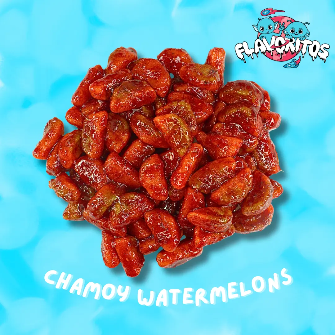 Chamoy Sour Watermelon Patch - Flavoritos Sweet and Chili Gummy Candy Snack Chewy Spicy Bonbon Dry Rub + Chamoy Packet