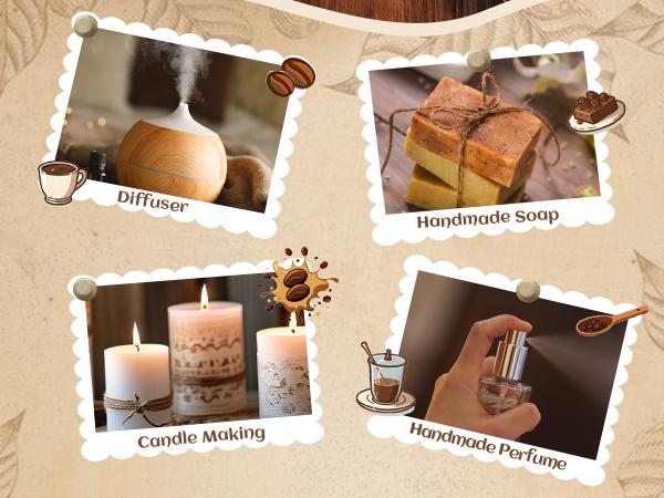 Coffee Diffuser Oils Gift Set - 6x10ML Luxury Fragrance Oil Blend, Coffee Scent Essential Oils Set for Diffuser, Candle, Soap Making Scents