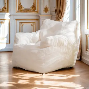 french sofa Soft Teddy Fabric Tufted Foam Bean Bag Chair Comfy Valentine's with Memory Sponge Filling 39.37"x37"x27.56" Indoor Living Room everywhere for 5-70 Ages bean bag  chair
