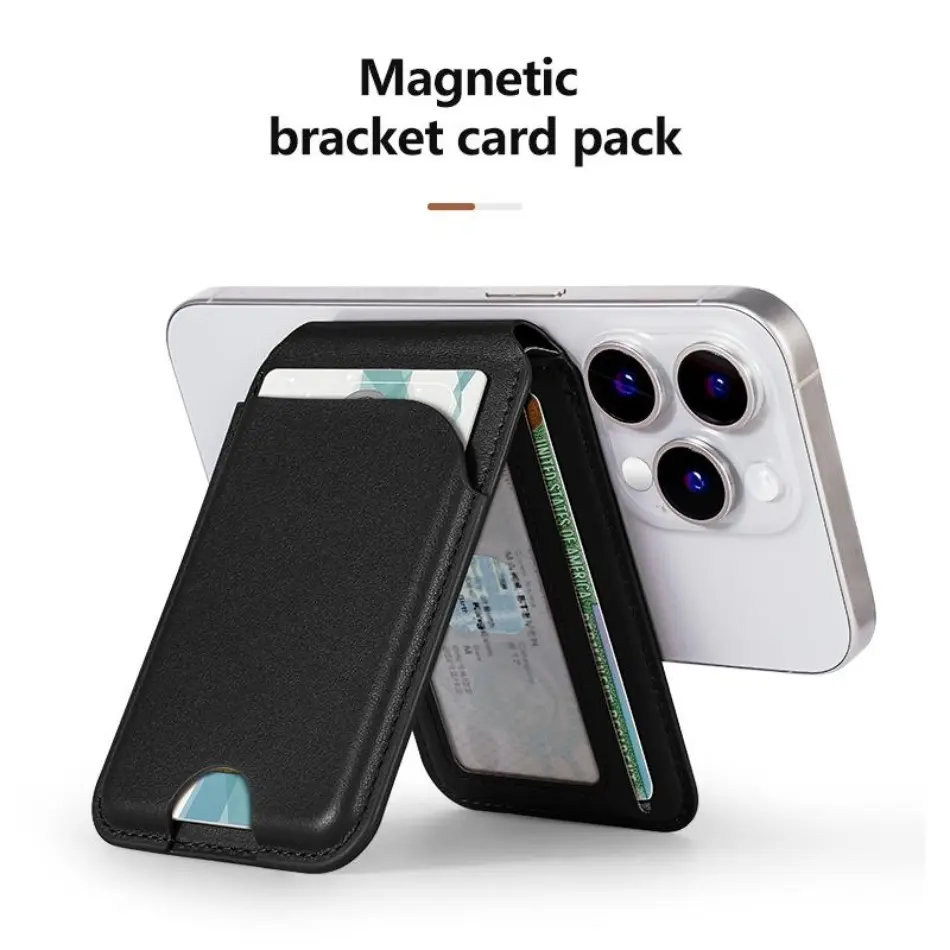 RFID Blocking Leather Cover Magnetic Hold Phone Wallet with Adjustable Stand, Card Holder for iPhone 16/15/14/13 Series Smartphone/Cellphone - Sports & Outdoor Accessories