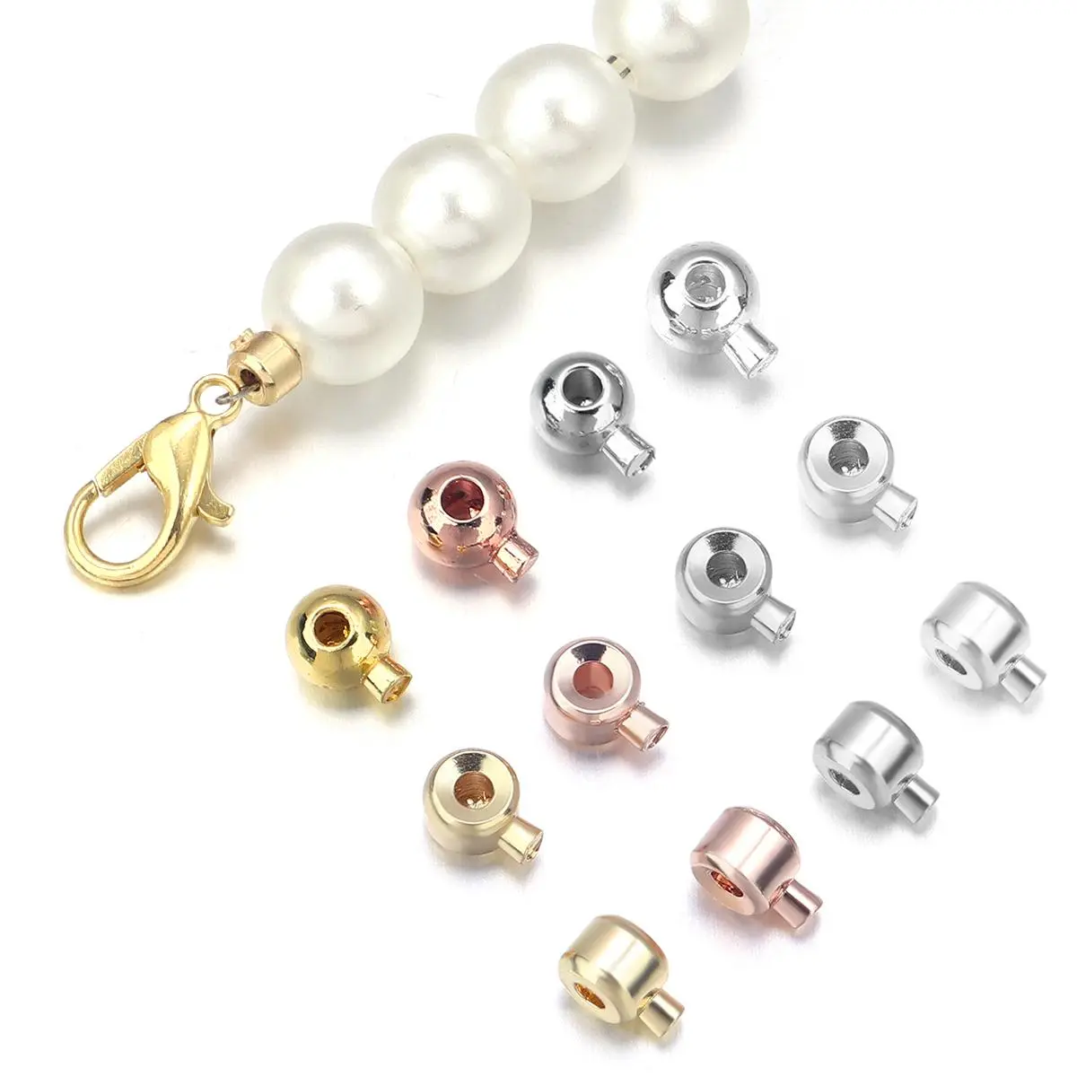 10pcs/lot Metal Crimp End Beads Stopper Beads Positioning Clasp Beads For Jewelry Making DIY Necklace Bracelet Accessories