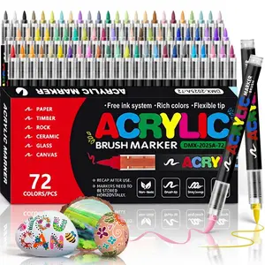 Acrylic Markers Customizing my shoes/phone case 12-72 Colors Acrylic Paint Pens Markers Brush Tip Paint Markers for Rock Painting Wood Canvas Stone Christmas Gift DIY Crafts Acrylic Art Kit Art Marker Set