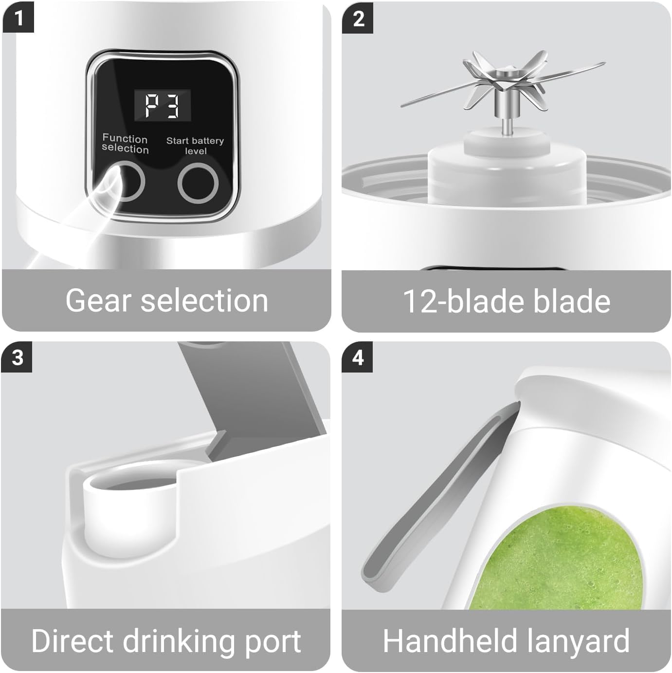 Best Mini Juicer Blender – 2-in-1 Ice Crusher & Smoothie Maker | Perfect for Liquid Diets, Fresh Juice, Shakes, Baby Food,Leak Proof Design,USB Rechargeable & Compact for Smoothies On-The-Go - Perfect Travel, Back To School & Gym!