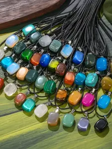 10-Piece Natural Stone Pendant Necklace Set, Multicolor Cat Eye Crystal Pendants, Crystal Jewellery, DIY Jewelry Making, Festival Gifts, Party Presents