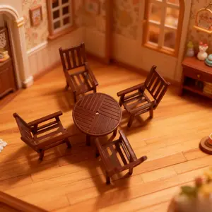 1 Set Plastic Material Miniature Table and Chair Model Suitable for Dollhouse/Toy House Decoration Indoor Home Sand Table Landscape Layout Scene Model Home Decoration Holiday Gift