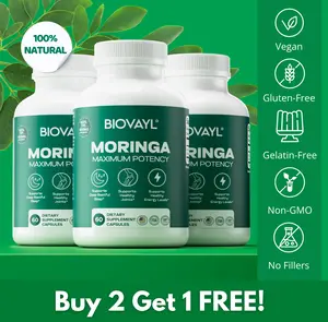 3 x Biovayl Moringa Capsules (800mg) 100% Pure Anti Inflammatory, Supporting Gut and Brain Health Healthcare Supplement