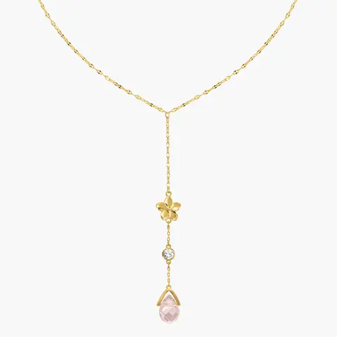 en route 18K Gold Plated Petal Lariat Necklace, Elegant Flower-inspired Jewelry for Daily Elegance, Versatile Piece Essential Designed for Layered Styling