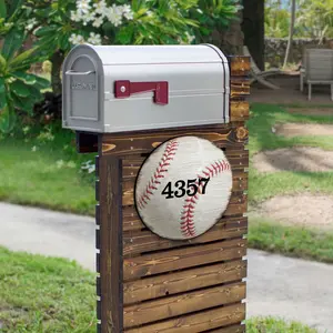 Designocracy MA989803-12 12 in. Baseball Wooden Custom House Number Sign Decor