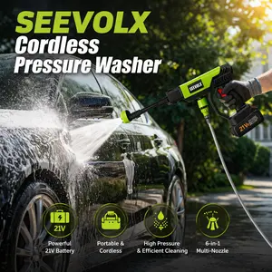 SEEVOLX 21V Cordless Pressure Washer, Portable Battery Powered Power Cleaner, High Pressure Washer for Car Washing, Garden, Patio, Fence and Home Cleaning