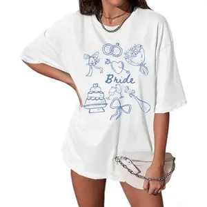 Bride Shirt Bachelorette Bridesmaid Brida Party Shirts Oversized Mrs Engaged Wedding Tshirts Graphic Tees Casual Tops