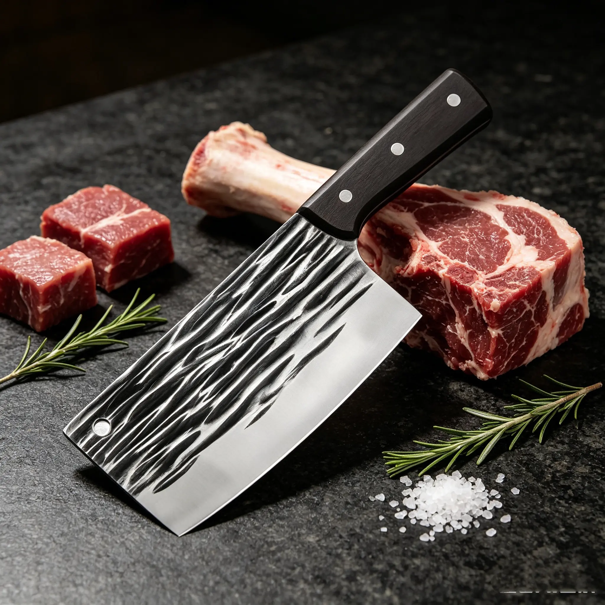 [Heavy Duty Butcher Knife] Full Tang Heavy Duty ButcherKnife -Forged Cutting Knife With Sheath - Kitchen Knife ForHome, Outdoor Cooking, camping