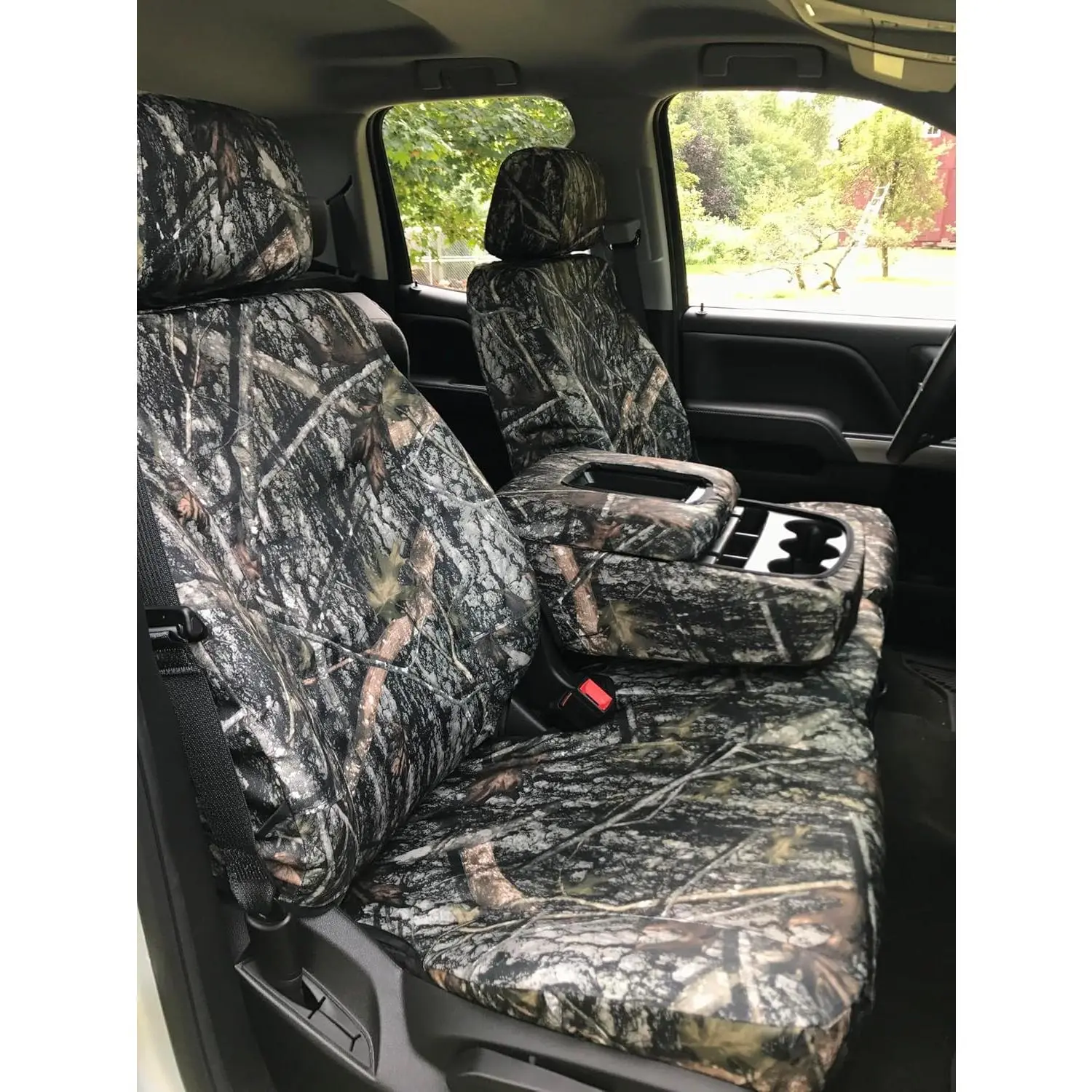 Endura Waterproof Camo Car Front Seat Cover (C1143-NCLC) - Protects Seats, Fits 2014-2019 & 2020 Classic Chevrolet Silverado, GMC Sierra 40/20/40 Split Bench with Open Console
