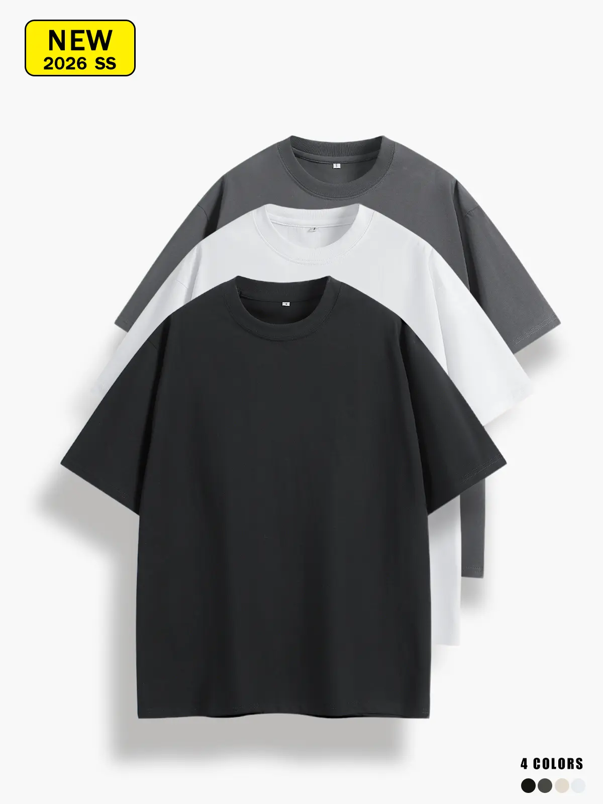 Oversized Plain Crew Neck T-Shirt, Unisex Loose Fit Basic Short Sleeve Tee, Casual Solid Color Minimalist Top For Men Women