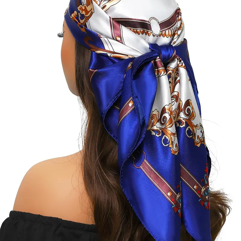 Women's Elegant Scarf Print Square Scarf, Fashionable Soft Comfortable Bandana for Women & Girls, Casual Versatile Scarf for Daily Wear, Floral Print Scarf, Square Head Scarves, Fashion Headscarf, Scarf Head Wrap