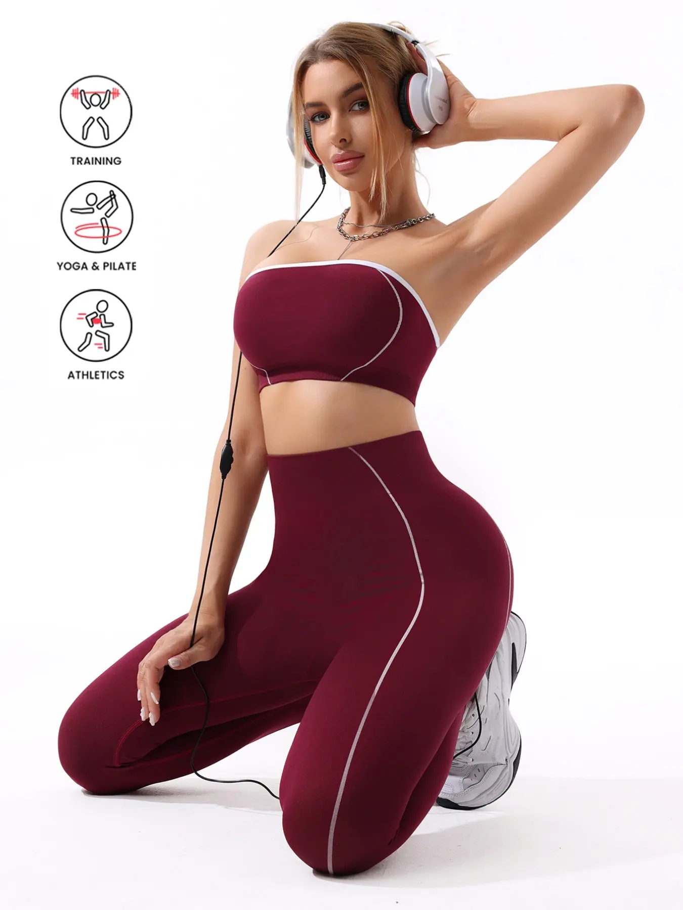 Women's Seamless Colorblock Yoga Set, High Waist Butt Lifting Leggings, Sleeveless Sports Top, Outdoor Running Gym Fashion Bra Legging Set, Seamless Yoga Sportswear, Fitted Sportswear Set