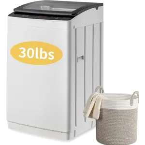 [ Father's Day Gift ]Winado Full Automatic Washing Machine, 30Lbs Tempered Glass Lid Portable Washing with Drain Pump, 8 Wash Programs 5 Water Level Washer & Spinner, 2 in 1 Washer and Dryer for Apartments, RV, Camping